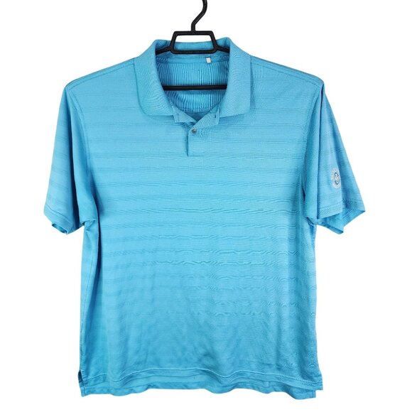 Mens Blue Adidas Polo Shirt 100% Polyester Short Sleeve Size XL - Picture 1 of 8